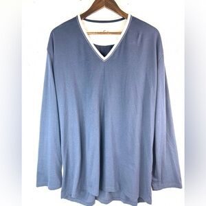 VanLaack Lufthansa L Men's Fine Cotton Navy Blue Long Sleeve Shirt